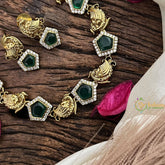 Vriksham Pentagon with Peacock Green Short Neckpiece-G16286
